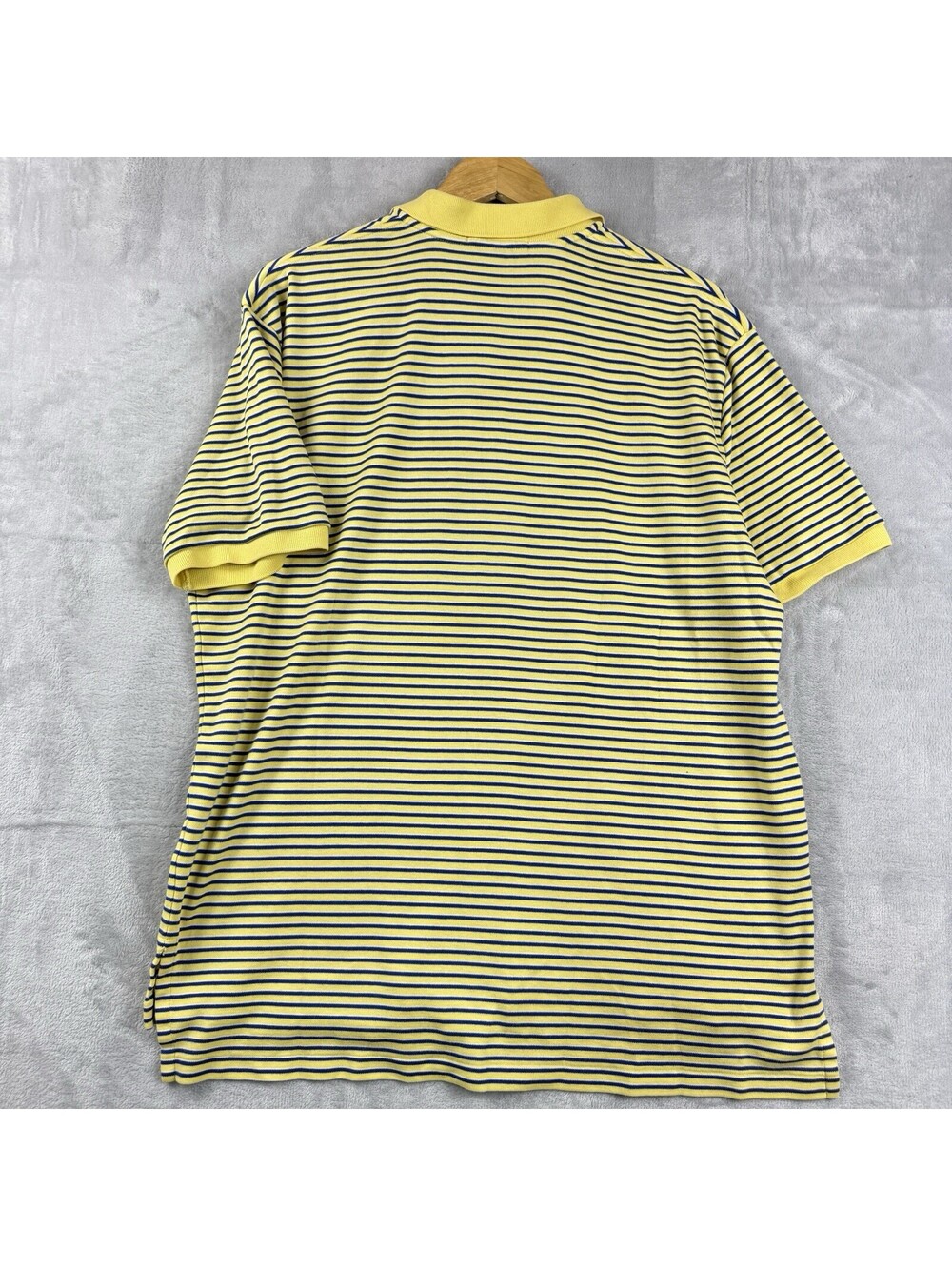 Polo Ralph Lauren Yellow Blue Stripe Polo Shirt Men’s L Cotton Short Sleeve Pony - Picture 3 of 7